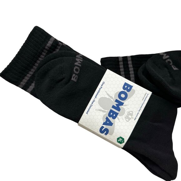 Bombas midcalf socks mens size XL Black Honeycomb stay up antimicrobial X5 new - Picture 4 of 9